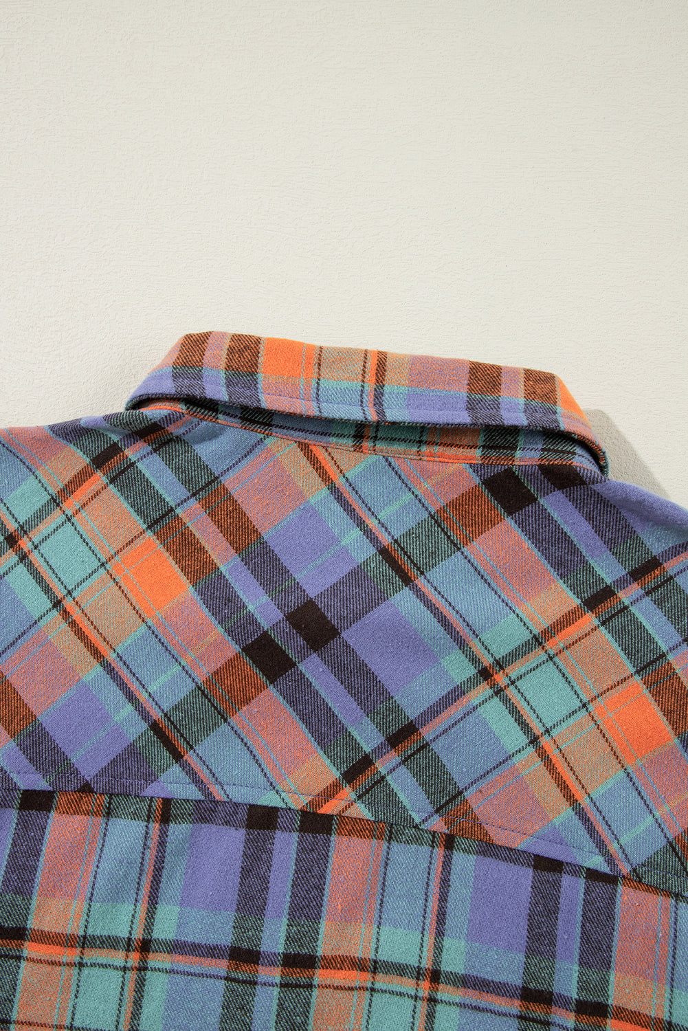 Orange Plaid Print Pocket Loose Shirt