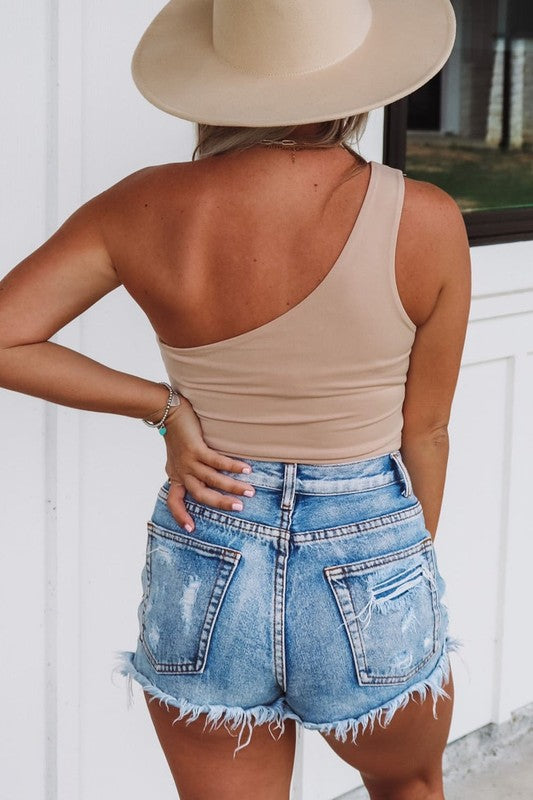 The One Shoulder Side Tie Top